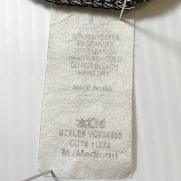 Paisley Scoop Neck 3/4 Sleeve Stretch Midi Shift Dress M - Picture 3 of 4